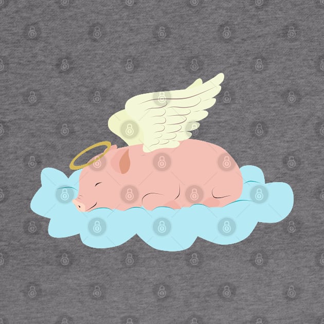 Piggy angel sleeping on a cloud by LittleAna